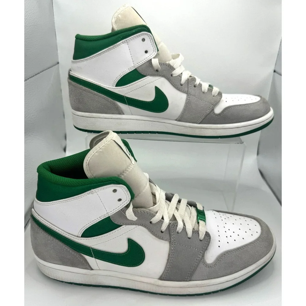 Air Jordan 1 Mid SE Grey Pine Green White/Smoke Grey Mens Size 11 DC7294-103